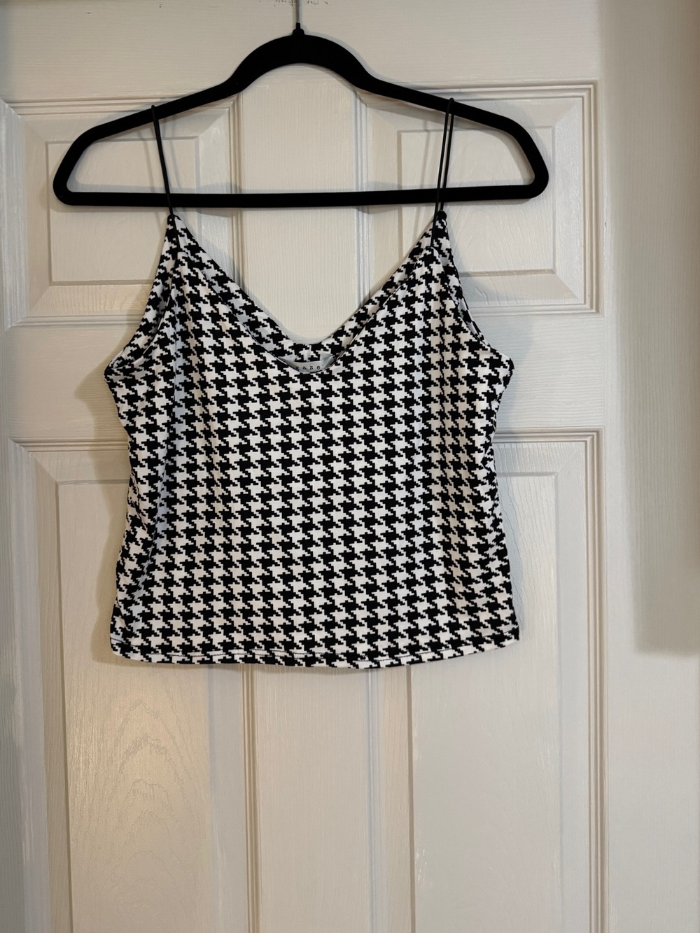 Black And White Herringbone Crop Top